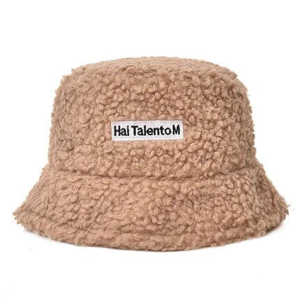 Chapeau Bucket Réversible TAGVO - Côté Peluche Ours / Côté Polaire Uni - Hiver Chaud, Taille Unique Femme