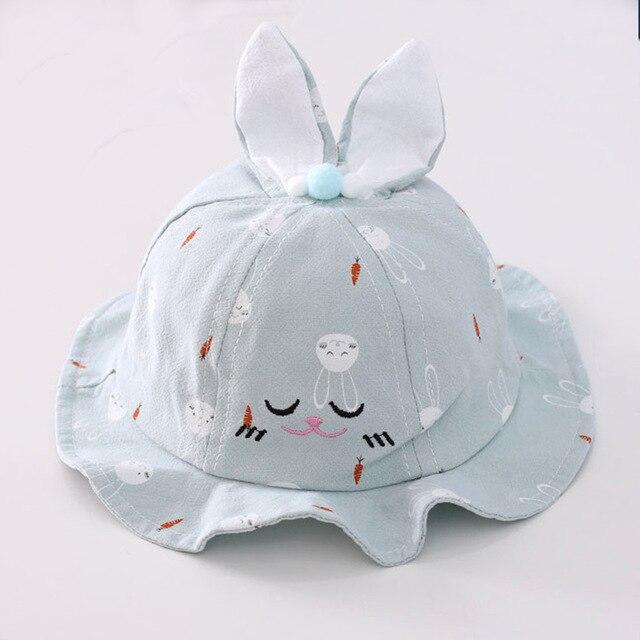 Chapeau de soleil en coton avec oreilles de lapin pour bébé