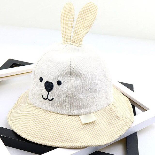 Chapeau de soleil en coton avec oreilles de lapin pour bébé